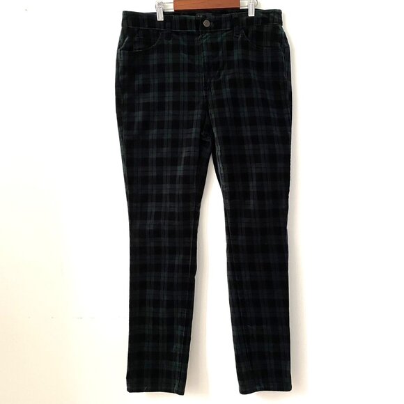 Talbots Velveteen Straight Leg Pants Black Watch Tartan - Picture 2 of 11